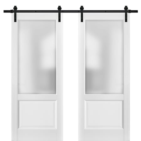 Sartodoors Double Barn Interior Door, 48" x 84", White LUCIA22DB-BEM-4884